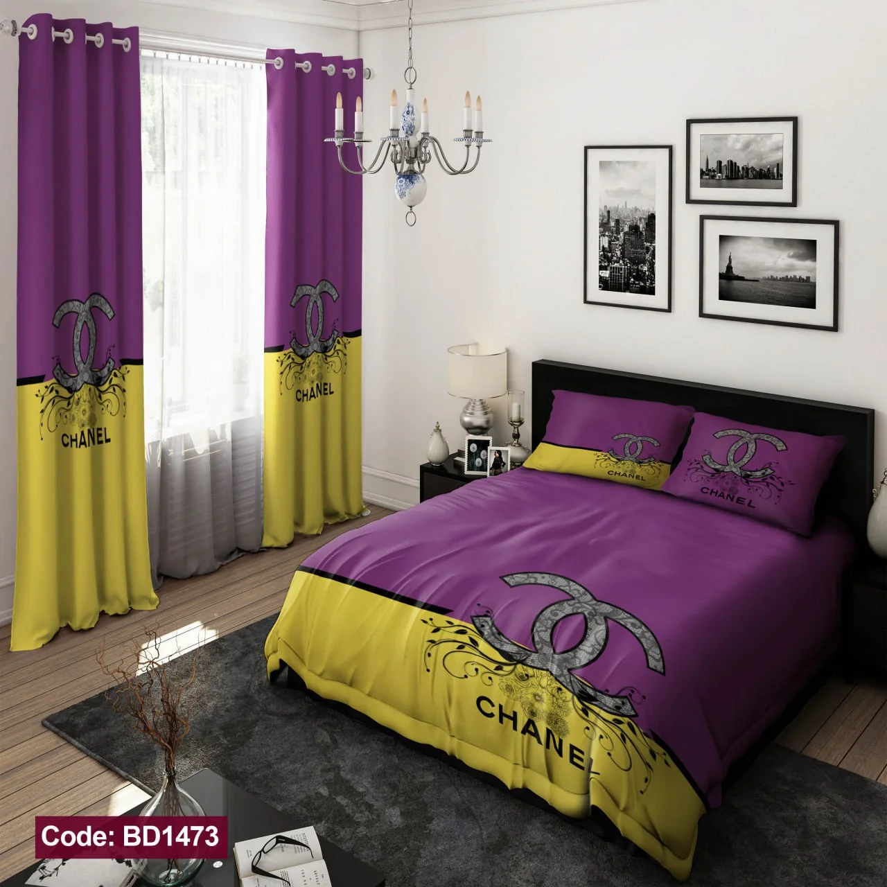 ست روتختی و پرده کد BD1473 برند دکو BD1473 1