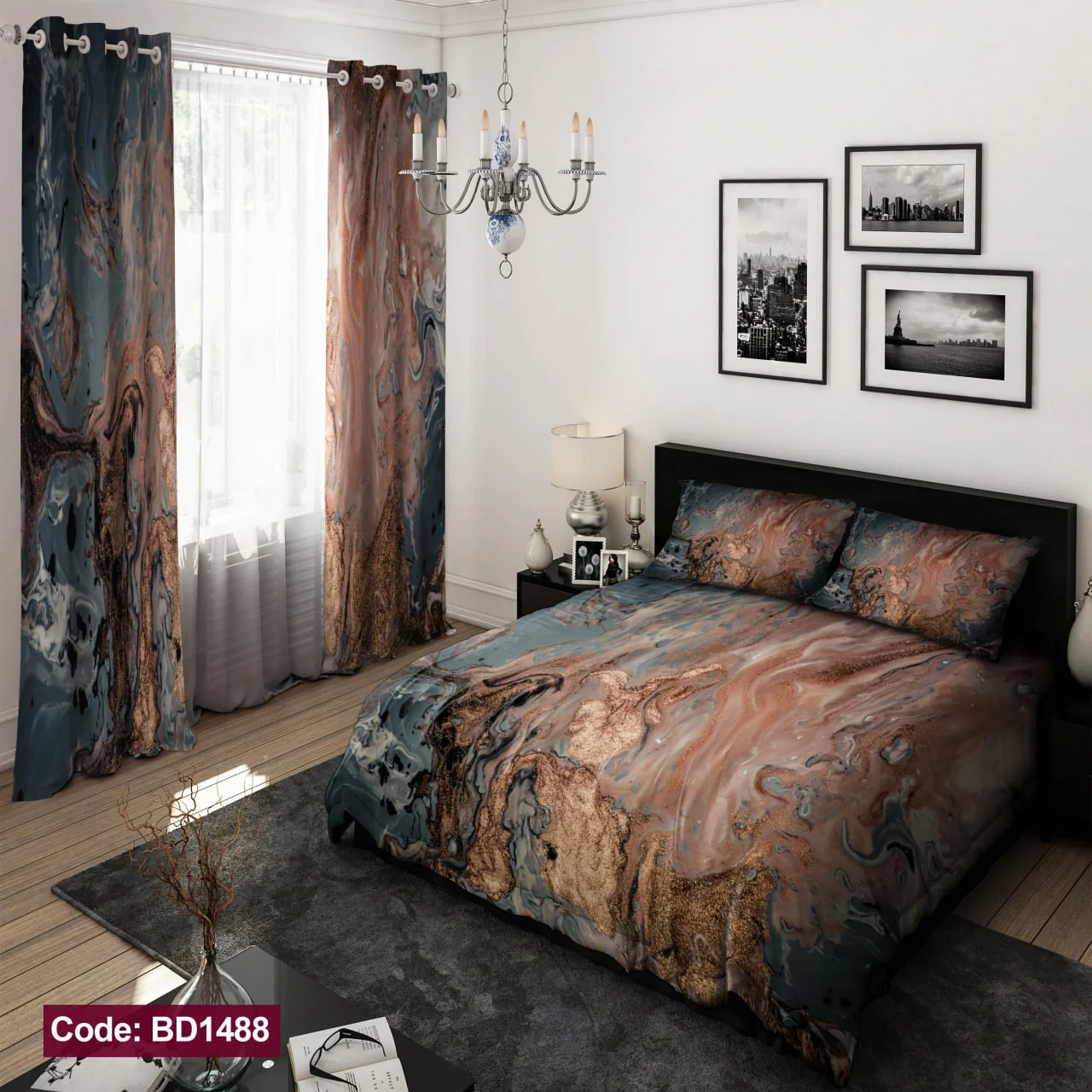 ست روتختی و پرده کد BD1488 برند دکو BD1488 1