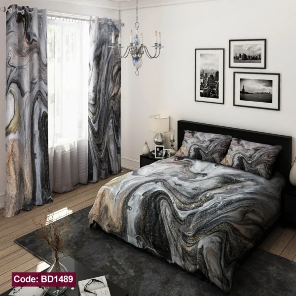 ست  روتختی و پرده کد BD1489 برند دکو