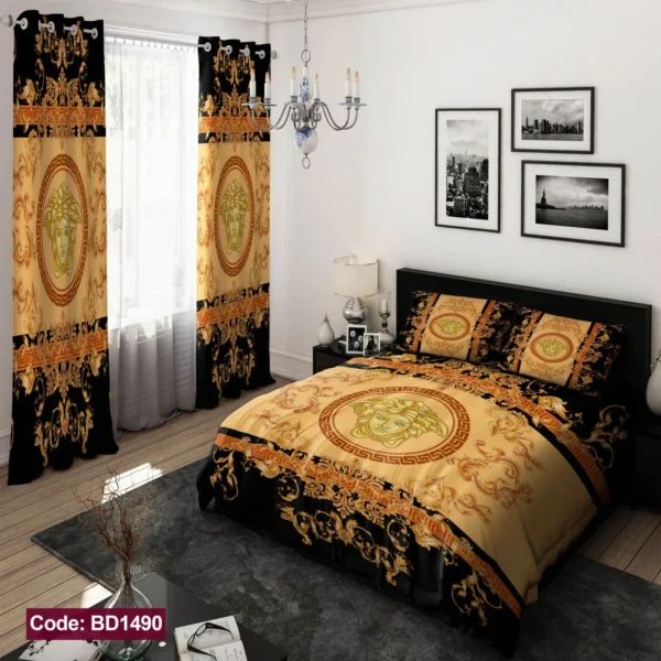 ست  روتختی و پرده کد BD1490 برند دکو