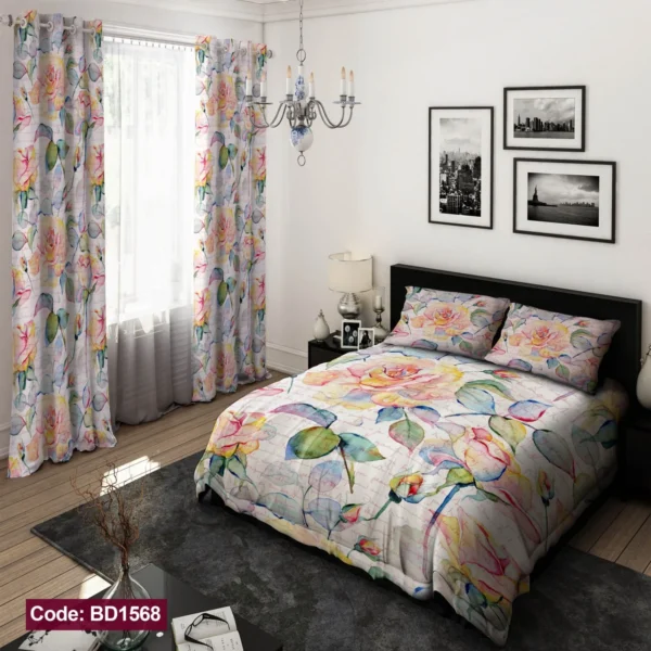 ست  روتختی و پرده  کد BD1568 برند دکو
