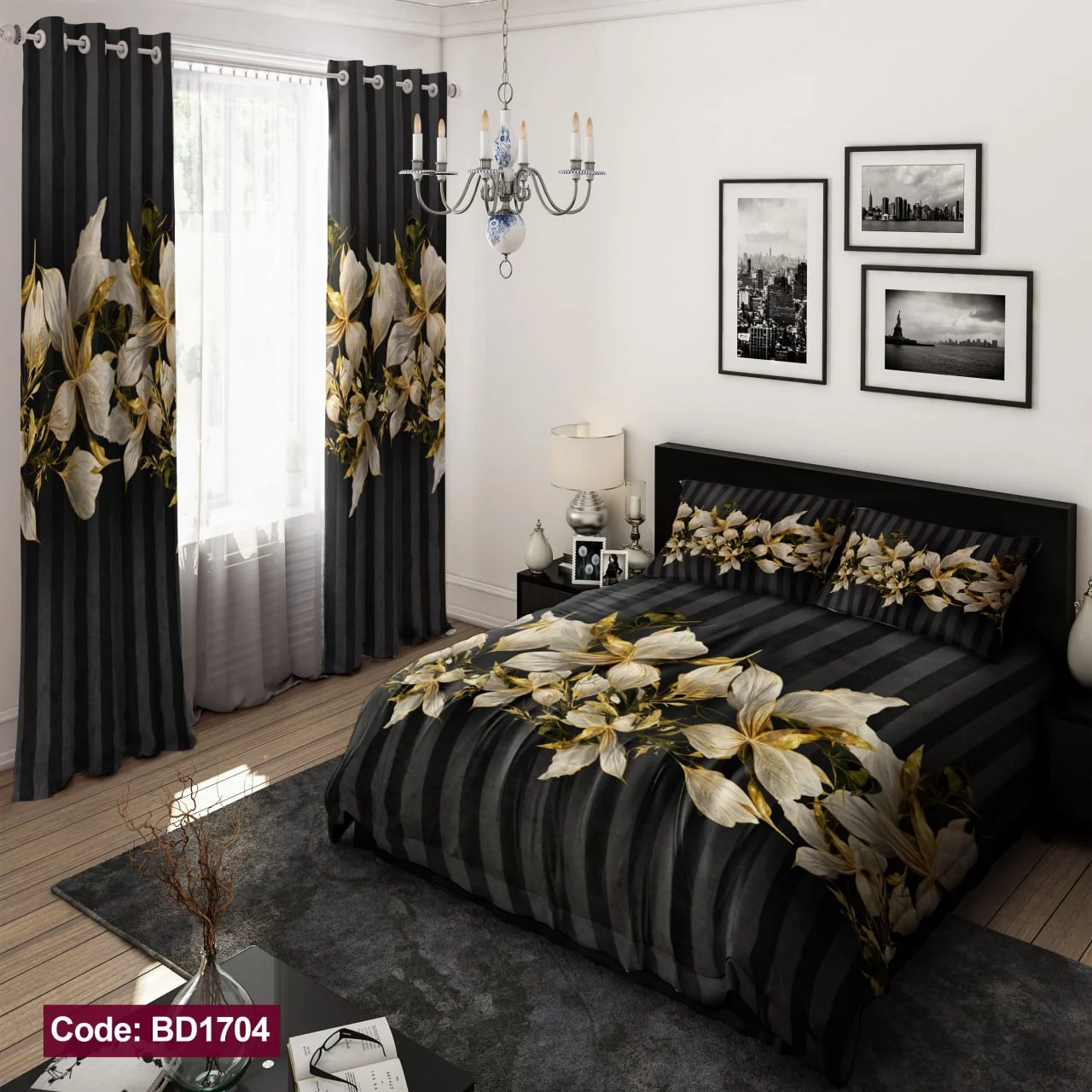 ست روتختی و پرده کد BD1704 برند دکو BD1704 1