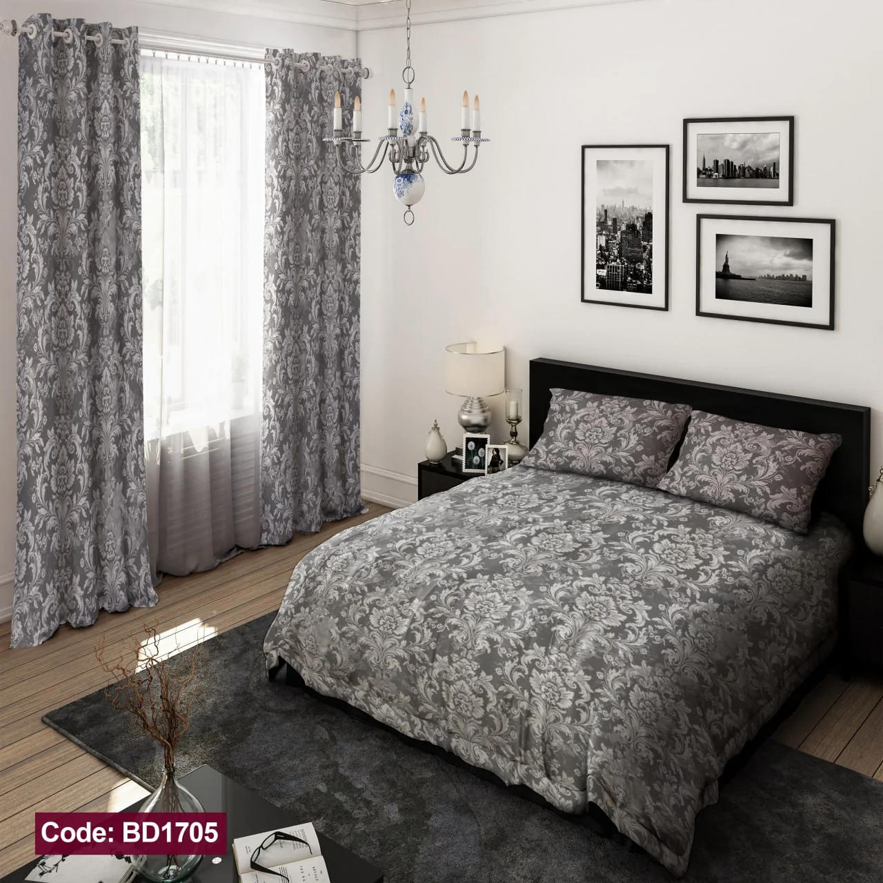 ست روتختی و پرده کد BD1705 برند دکو BD1705 1