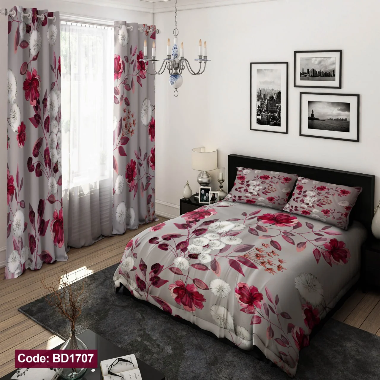 ست روتختی و پرده کد BD1707 برند دکو BD1707 1