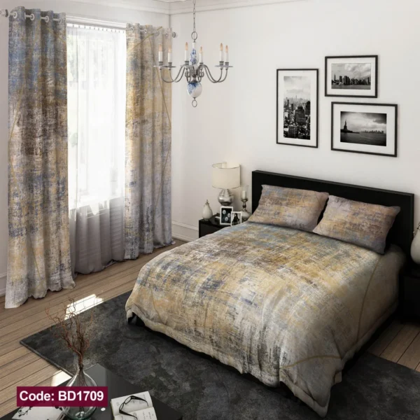 ست  روتختی و پرده کد BD1709 برند دکو