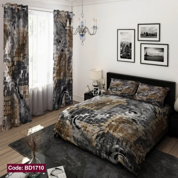 ست  روتختی و پرده کد BD1710 برند دکو