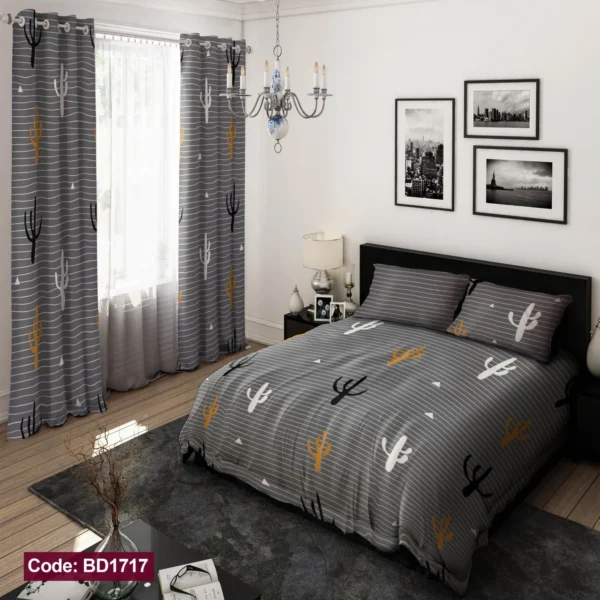 ست  روتختی و پرده کد BD1717 برند دکو