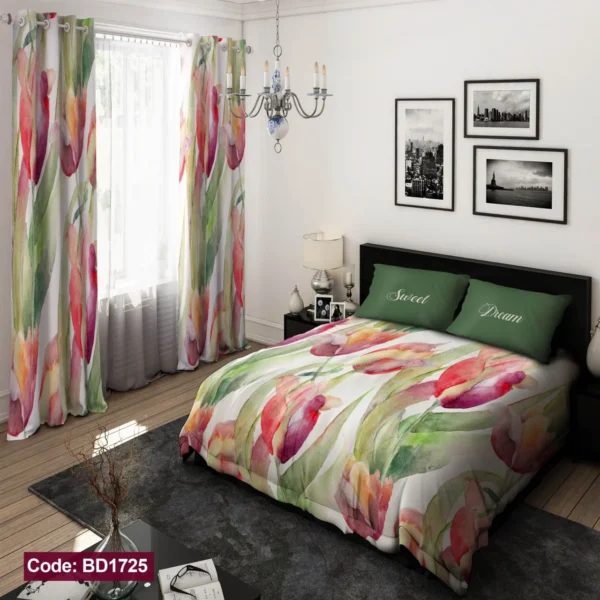 ست  روتختی و پرده کد BD1725 برند دکو