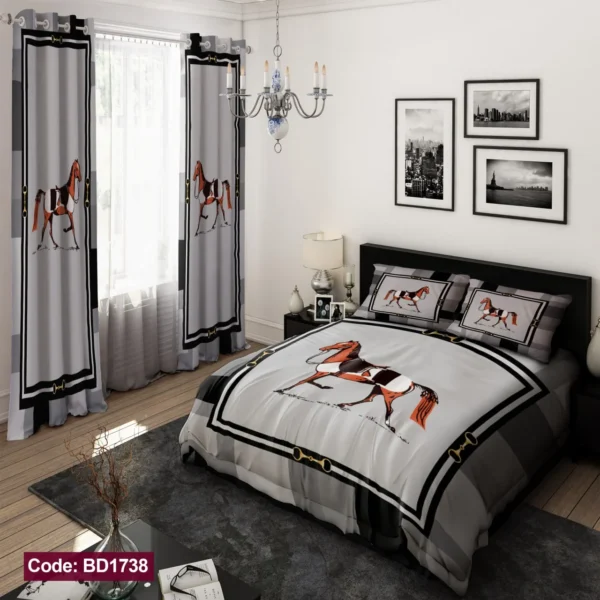 ست  روتختی و پرده کد BD1738 برند دکو