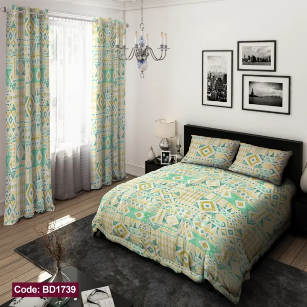 ست  روتختی و پرده کد BD1739 برند دکو