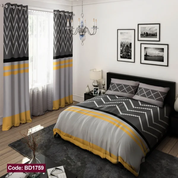 ست  روتختی و پرده کد BD1759 برند دکو