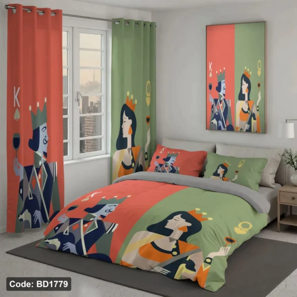 ست  روتختی و پرده کد BD1779 برند دکو