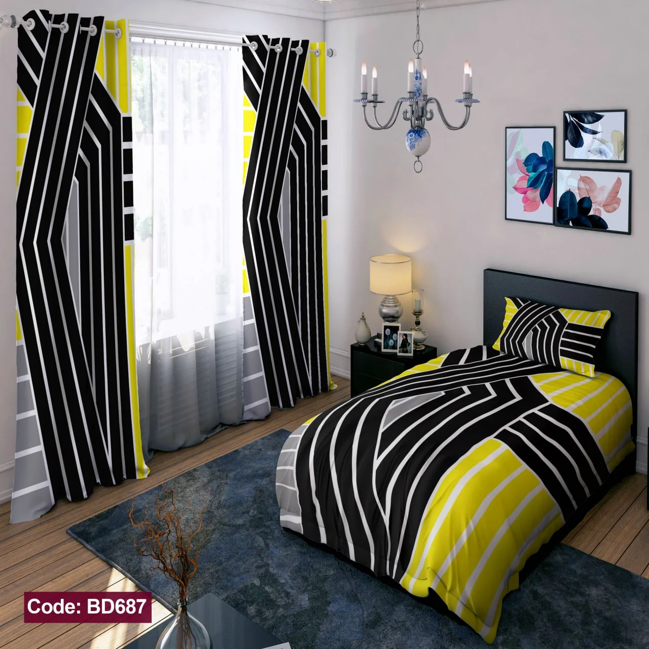 ست روتختی و پرده کد BD687 برند دکو BD687 1