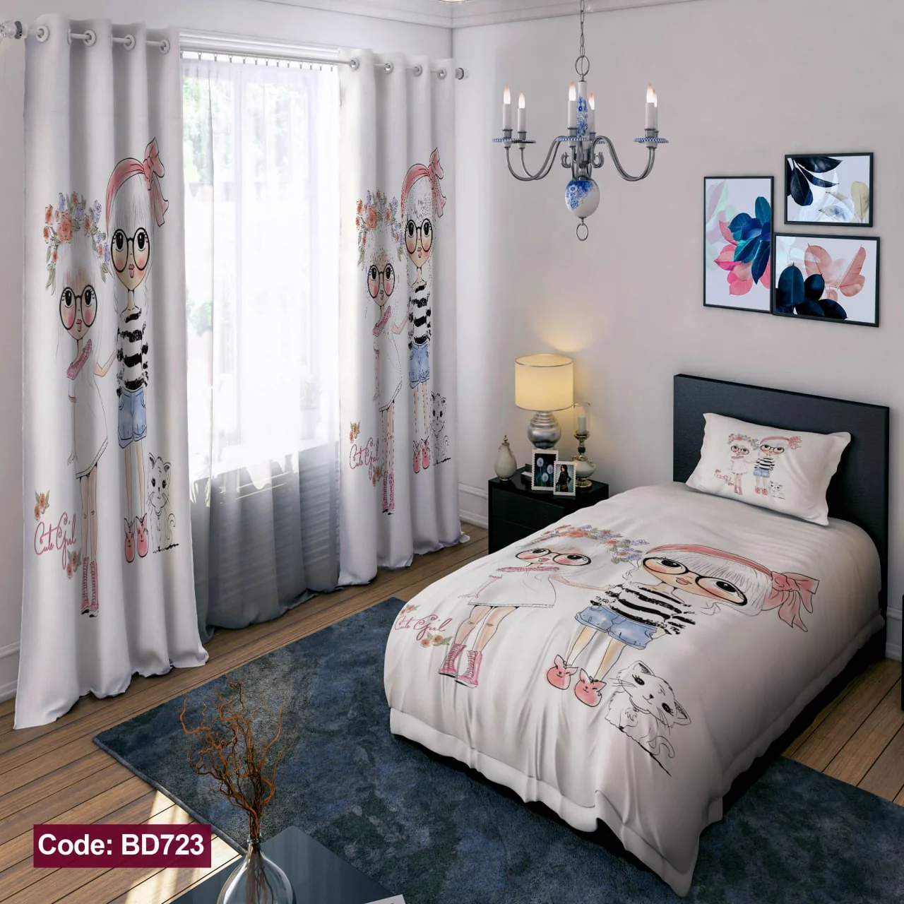 ست روتختی و پرده کد BD723 برند دکو BD723 1
