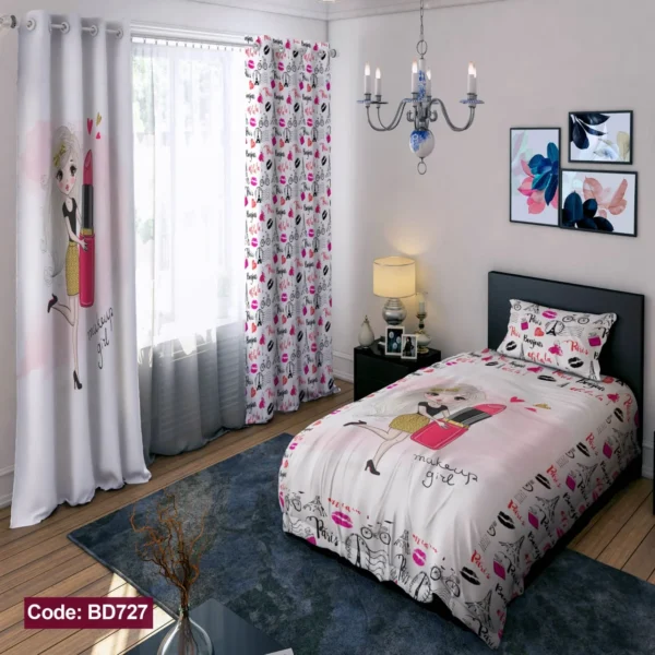 ست روتختی و پرده کد BD727  برند دکو