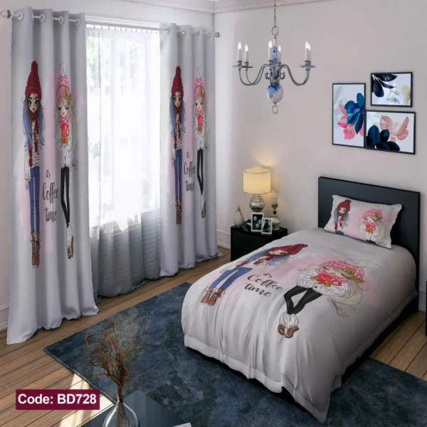 ست روتختی و پرده کد BD728  برند دکو