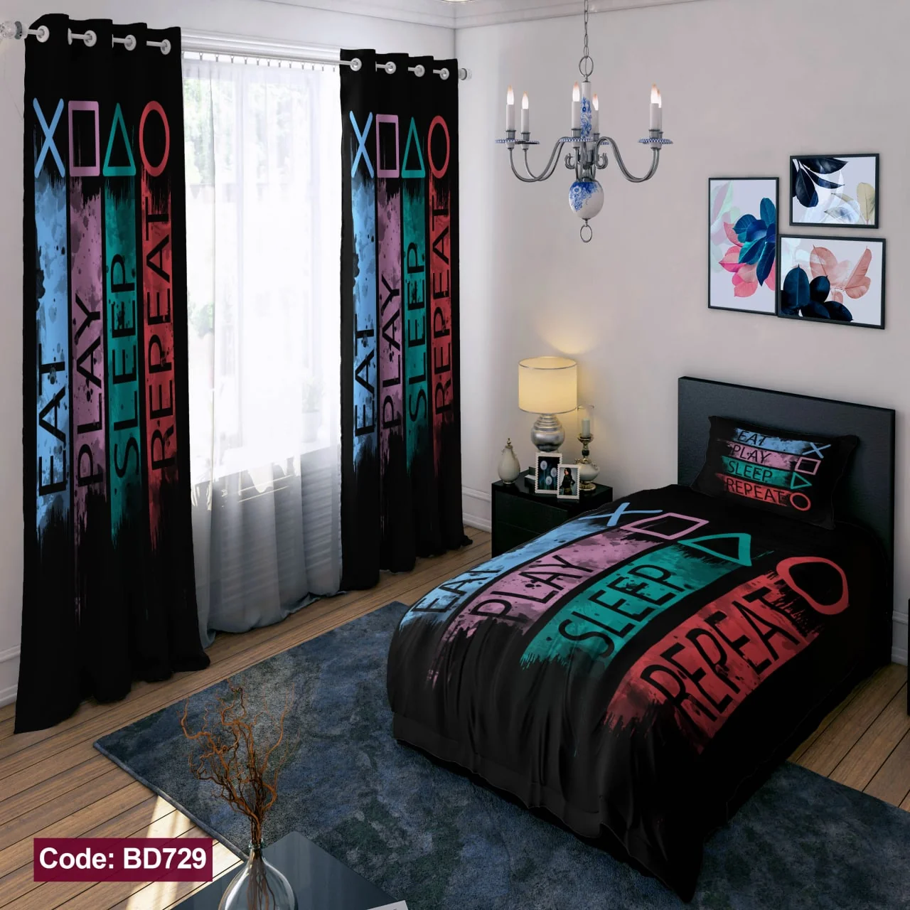 ست روتختی و پرده کد BD729 برند دکو BD729 1