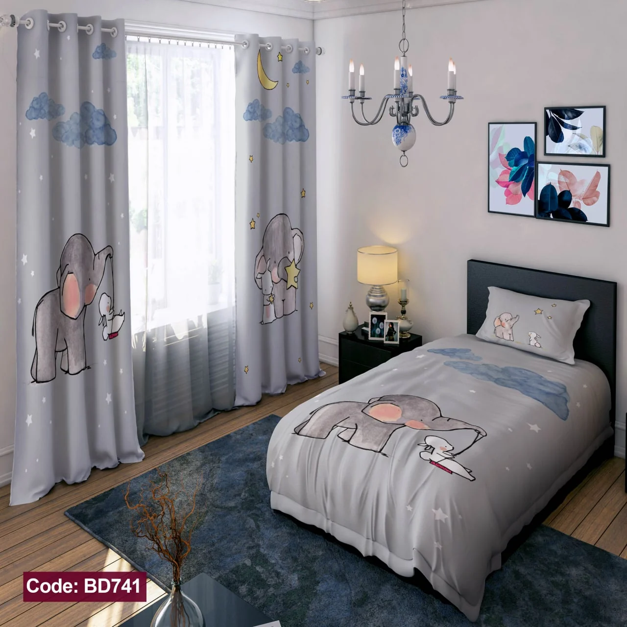 ست روتختی و پرده کد BD741 برند دکو BD741 1