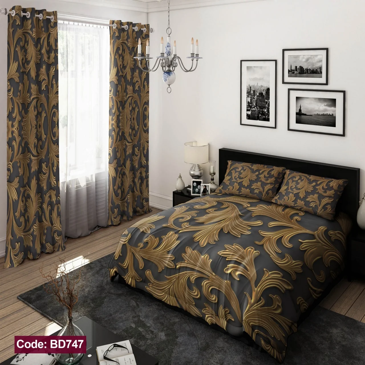 ست روتختی و پرده کد BD747 برند دکو BD747 1