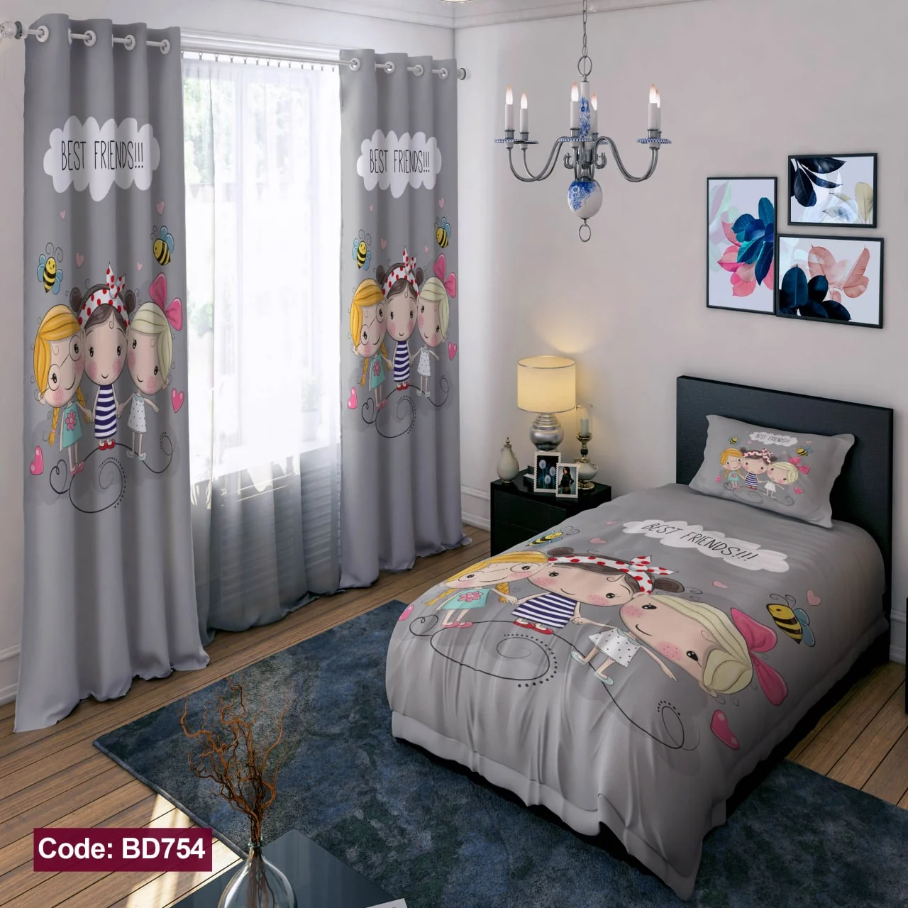 ست روتختی و پرده کد BD754 برند دکو BD754 1