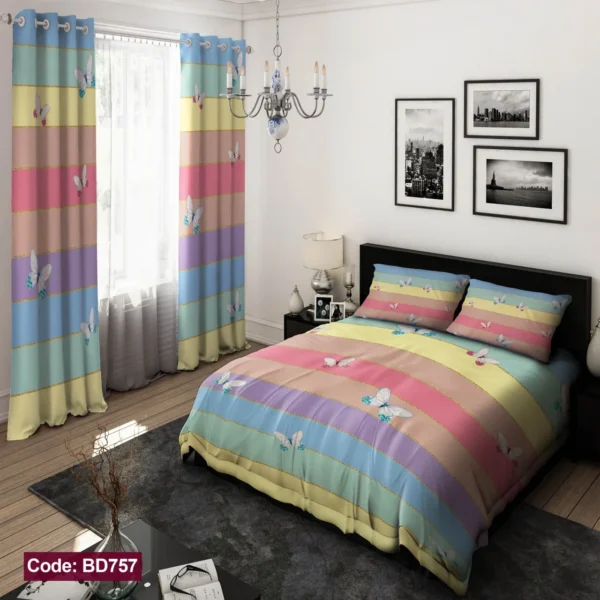 ست  روتختی و پرده  کد BD757  برند دکو