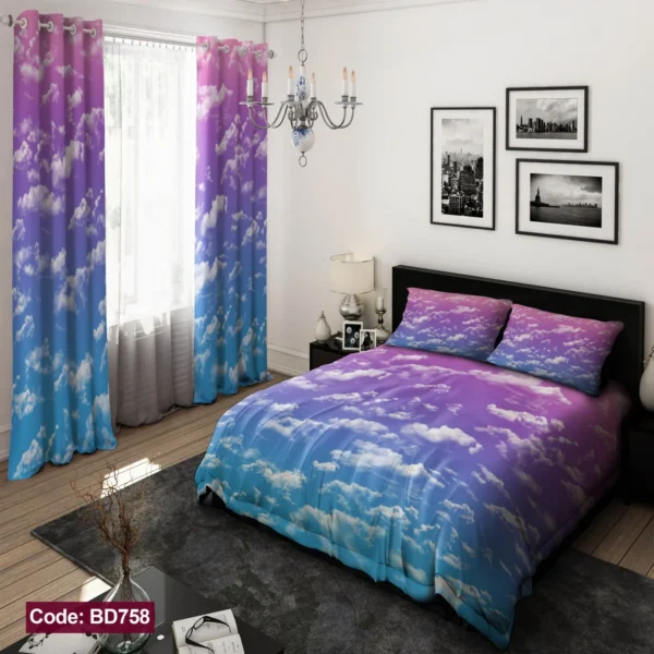ست  روتختی و پرده  کد BD758  برند دکو