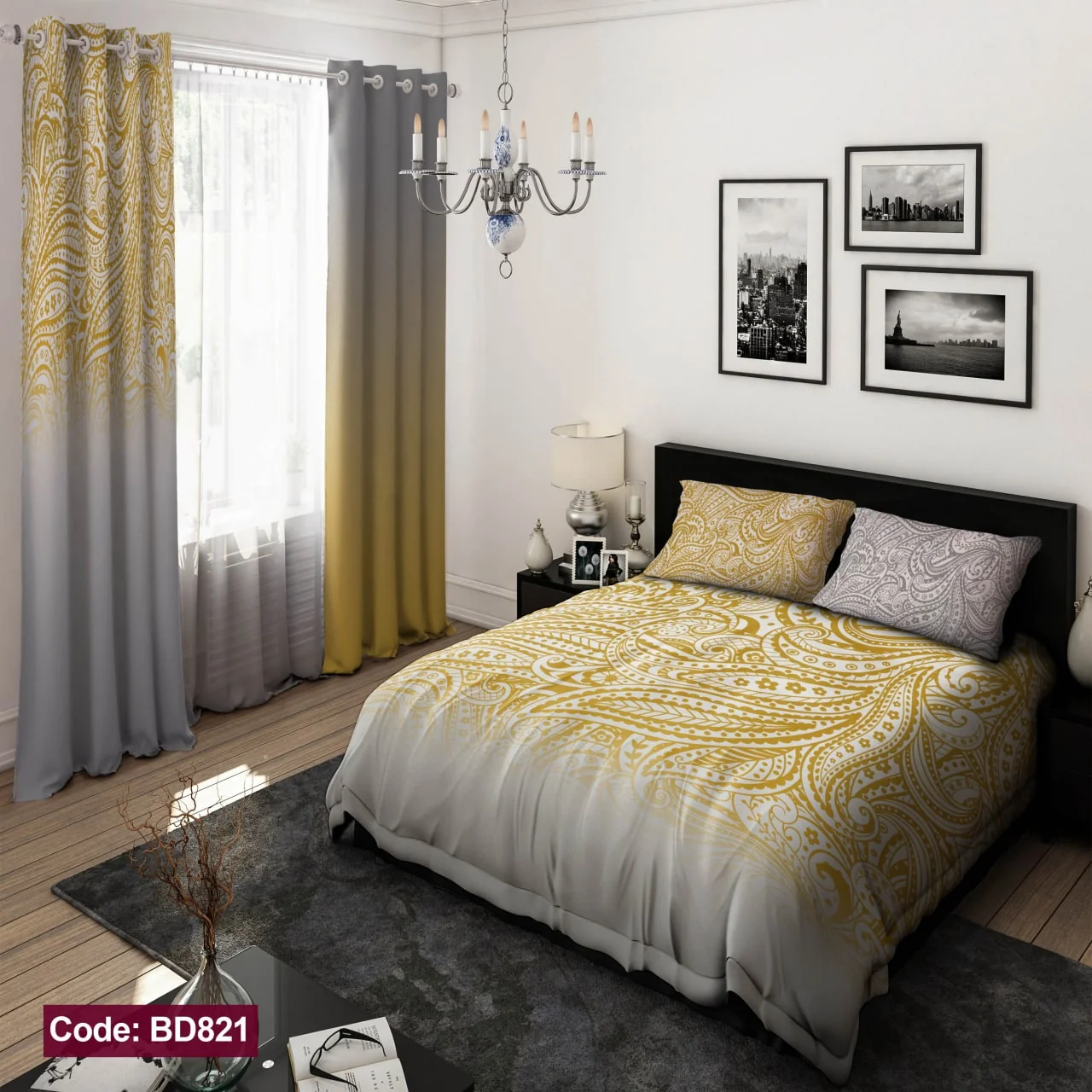 ست روتختی و پرده کد BD821 برند دکو BD821 1