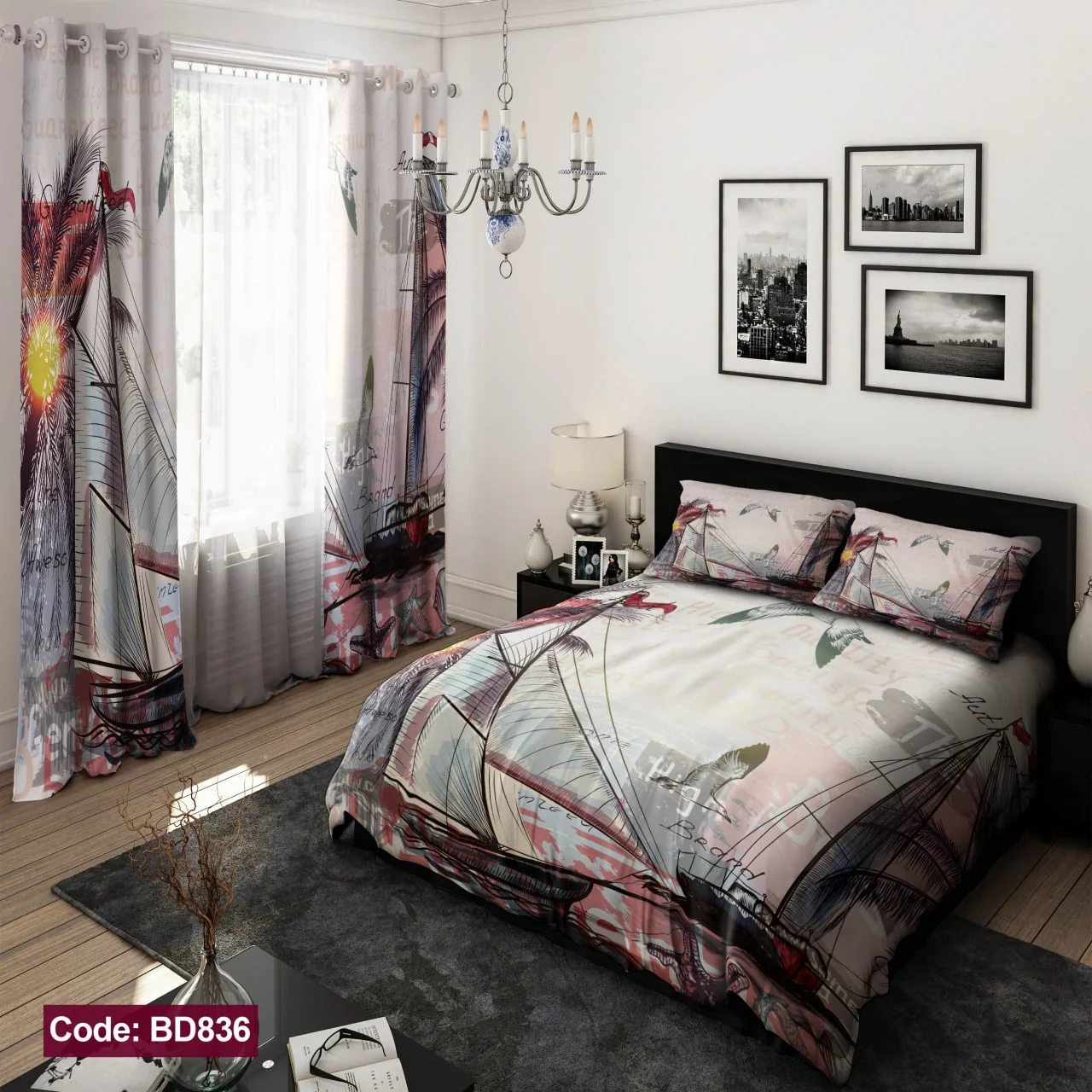 ست روتختی و پرده کد BD836 برند دکو BD836 1
