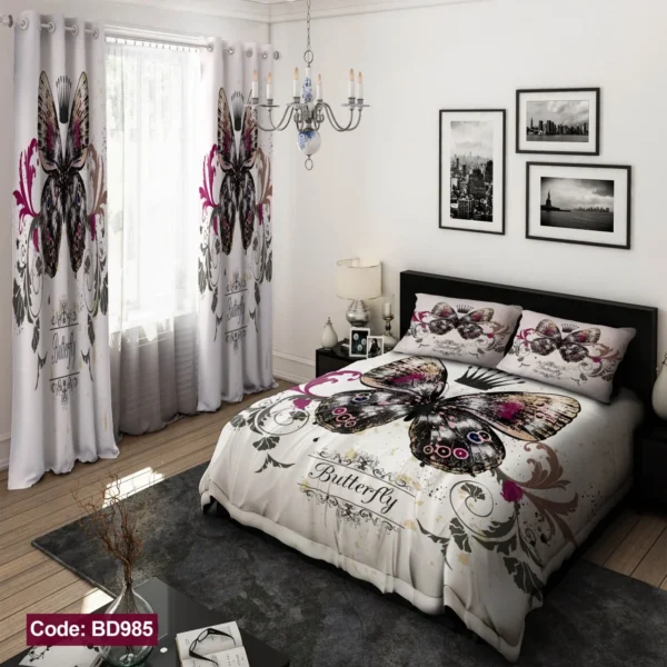 ست  روتختی و پرده کد BD985 برند دکو