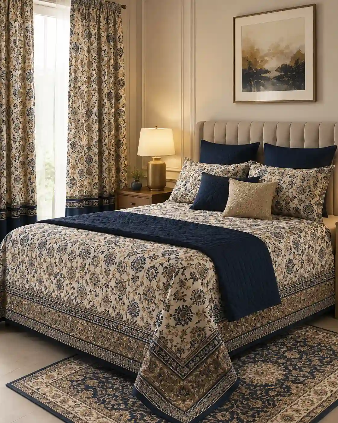 کپسول اتاق خواب HOMAI با روتختی، پرده، کوسن و فرشینه هماهنگ دیجی‌فابریک